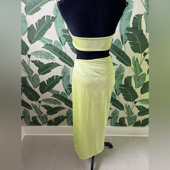 Superdown Karolyna Maxi Skirt Set Neon Citron Size M - Picture 6 of 10